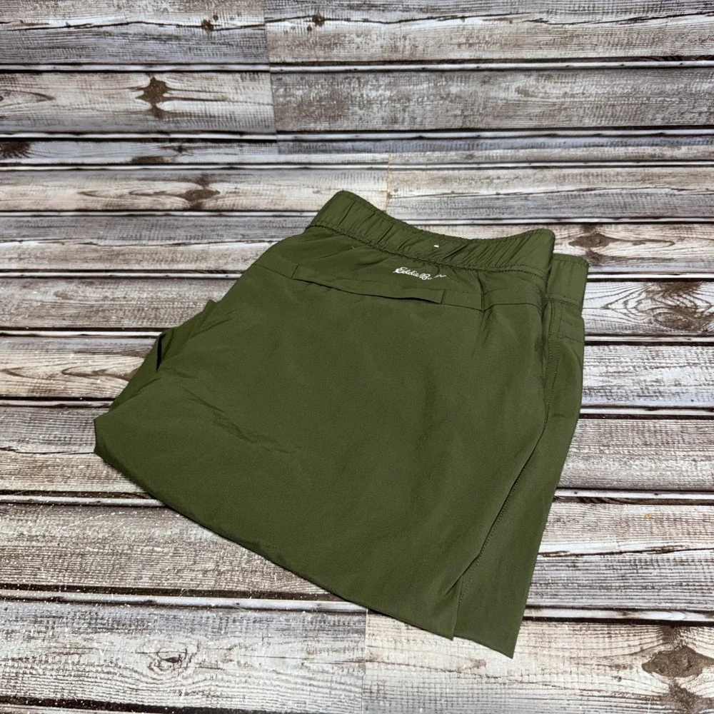 Eddie Bauer Pants Womens Large Green Elastic Waist Stretch Hiking Outdoor